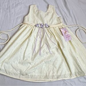 Jona Michelle yellow Dress with Purple Ribbon flowers